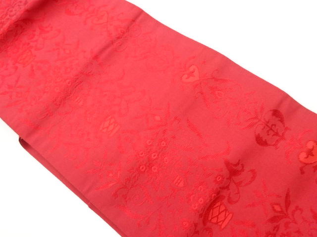 JAPANESE NAGOYA OBI / CHIKUZEN HAKATA / WOVEN FLOWER ARABESQUE